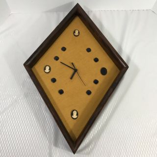 Diamond Shaped Wooden Clock Mid Century Modern Mcm Vintage