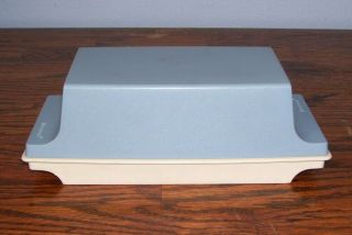 Vintage Tupperware 2 Stick Butter Dish Blue And Almond 1512 - 6 U.  S.  A.  Look