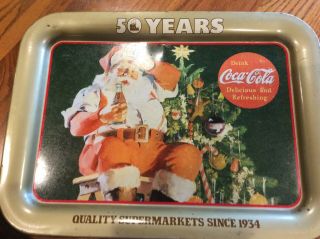 17 1/2” By 12 1/2” Coca Cola Quality Supermarket/ Big Bear 50 Year Serving Tray.