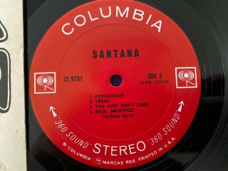 SANTANA s/t Self Titled LP SHRINK ' 69 COLUMBIA Stereo 2 EYE Record Vinyl 1A VG, 3