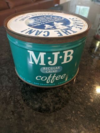 Vintage Rare Mjb Coffee Tin With Lid - 1 Lb -