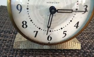 Harmony House 1 Day Alarm Clock Ingraham Wind Up Metal Vintage 2