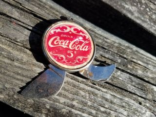 Vintage 5 Cents Coca Cola Coke Round Double Bladed Pocket Knife Mother Of Pearl