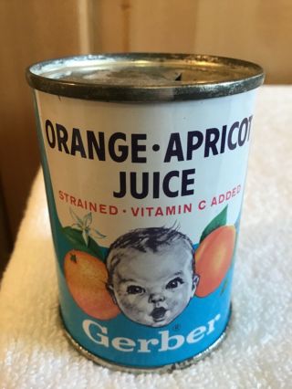 WOW Vintage Gerber Baby Food Orange Apple Juice Tin Metal Cans Advertising Prop 3