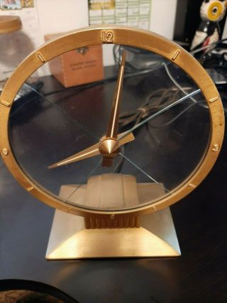 Rare Jefferson Golden Hour Electric Mystery Clock Broken Glass 1949