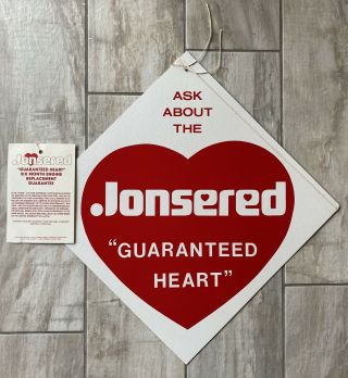 VINTAGE JONSEREDS CHAINSAW CARDBOARD HANGING SIGN AND PRODUCT TAG 2