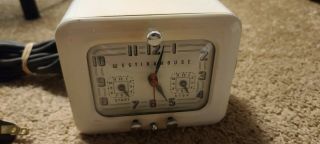 Vintage Westinghouse Electric Clock Oven Timer Model Tc - 81 White Retro Art Deco