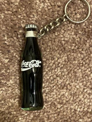 Collectible Coca Cola Glass Bottle With Liquid Charm/keychain