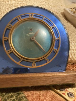Art Deco Telechron Blue Mirror Glass Clock Parts