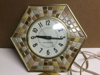 General Electric Ge Model 2118 Faux Ceramic Hexagonal Wall Clock