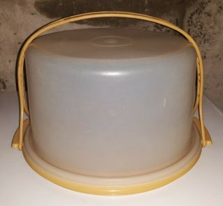 Vintage Tupperware Cake Taker Keeper Carrier With Handle 684 - 5 Harvest Gold