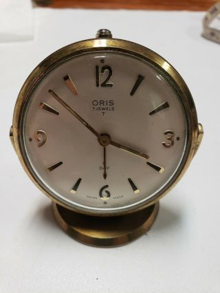 Vintage Oris Travel Alarm 7 Jewel Swiss 50 