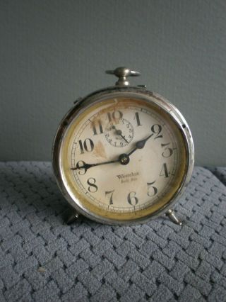 Antique Westclox Baby Ben Alarm Clock,  Chrome,  Runs,  1920