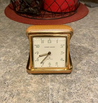 Phinney - Walker 8 Day Swiss Folding Travel Alarm Clock - Tan And Brass Case