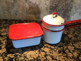 Vintage Enamelware Red and White 2