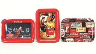 Coca - Cola Tin Trays Mini Collectibles Set Of 3