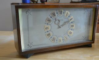 Vintage Brown Wooden Desk Mantel Mechanical Becha Clock Soviet Russian Ussr