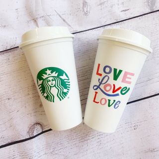 Starbucks Reusable Plastic Love Grande Coffee/ Tea Cup Recyclable Mug 2