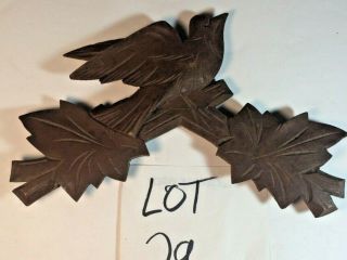 Wooden Leaves Bird Cuckoo Clock Top Topper Trim 9.  5 " Black Forest Germany 29