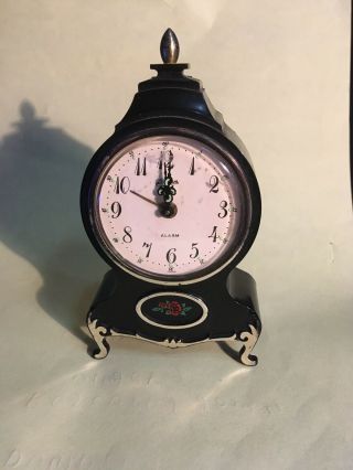 Vintage Hand - Painted Linden Black Forest Music Alarm Clock Japan