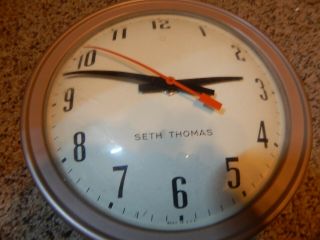 Vintage Seth Thomas School Industrial Electric Wall Clock Approx 10 " Diameter