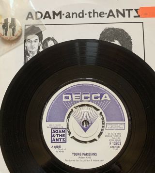Young Parisians Decca Demonstration / Promo 7 Inch & Badge.  Adam And The Ants.