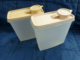 2 Vintage Tupperware Pour N Stor Cereal Keepers 469 With Flip Top Seals