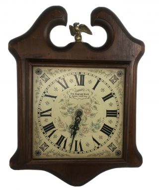 Vintage England Clock Co Bristol Ct Usa Wall Clock Floral Eagle