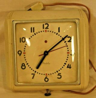 Vintage Westclox Electric Wall Clock Retro Mid Century Mod Cream Beige 7 " X7 " X2 "
