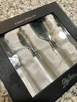 Oleg Cassini Crystal Handle 4 Piece Cheese Serving Set