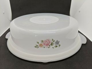 Pfaltzgraff Tea Rose Pie/ Cake Saver Keeper Plate Plastic Storage Fits 10” X 3”