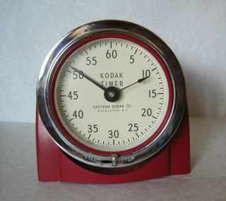 Vtg Red Art Deco Eastman Kodak Darkroom Timer Clock Rochester Ny 8239 1950s