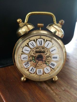Vintage Linden Brass Double Bells Wind Up Alarm Clock West Germany Made
