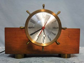 Vtg Art Deco O.  B.  Mcclintock Co.  Plug In Nautical Ship Wheel Mantel Clock