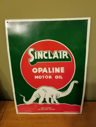 Sinclair Opaline Motor Oil Sign.  Metal Sign With Dinosaur.  Gas Oil Advertising.