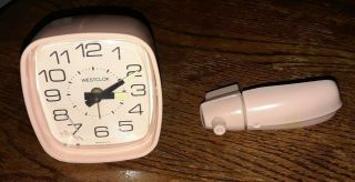 Vintage Westclox Mechanical Wind Up Alarm Clock,  Pink 032280,  Pink Night Light