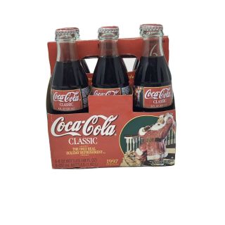 Vintage 1997 Coca Cola Holiday Santa Claus 6 Pack Bottled Coke