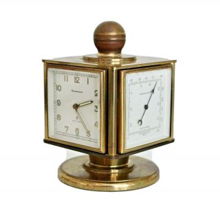 Remembrance Vtg Mid Century Modern Swiss Brass Weather Station Desk Clock 8 Day