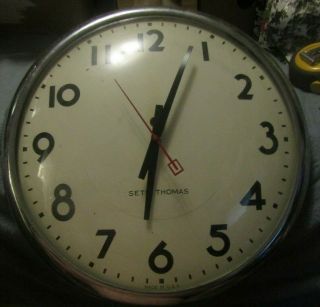 Vintage Seth Thomas Wall Clock 15 " Round Made In U.  S.  A.