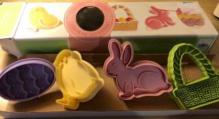 Ws Williams Sonoma Kids Easter Stamped Cookie Cutters Set Of 4 Pastel Plastic
