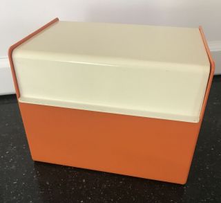 Vintage Abs Recipe File Box Retro 1970s Orange Mcm Space Age Velos 64 England