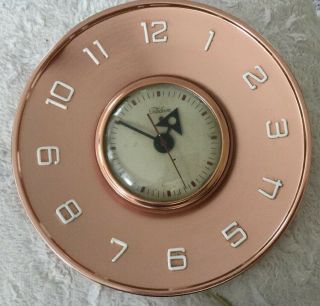 Mid Century Electric Kitchen Clock Ge Telechron 1950 - 60s Aluminum