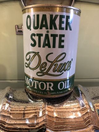 Vintage Quaker State De Luxe 1 Quart Motor Oil Can Full