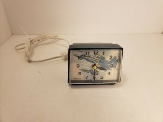Vintage Westclox Alarm Clock Fighter Jets Planes Youth Time Dialite Childs F - 18