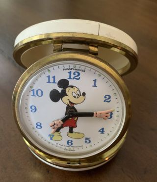 Vintage Disney Mickey Mouse Phinney - Walker Travel Alarm Clock But