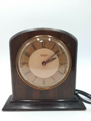 Vintage Hammond Synchronous Wood Electric Shelf Mantle Clock