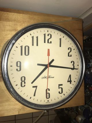 Seth Thomas Manager 12 " Face Electric Wall Clock Chrome Office Industrial Garage