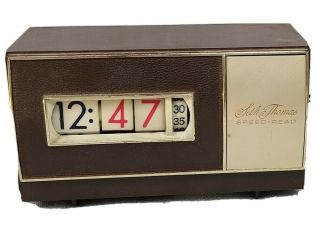 Vintage Seth Thomas Speed Read Clock Digital Flip Numbers Beige Walnut