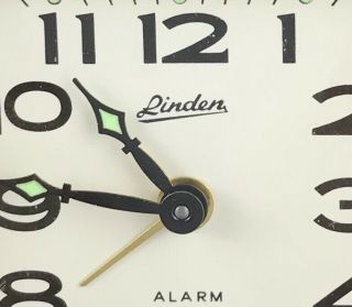 Clock Vintage Linden Windup Travel Alarm Clock Hard Black Leather Case 2