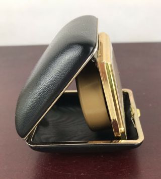 Clock Vintage Linden Windup Travel Alarm Clock Hard Black Leather Case 3
